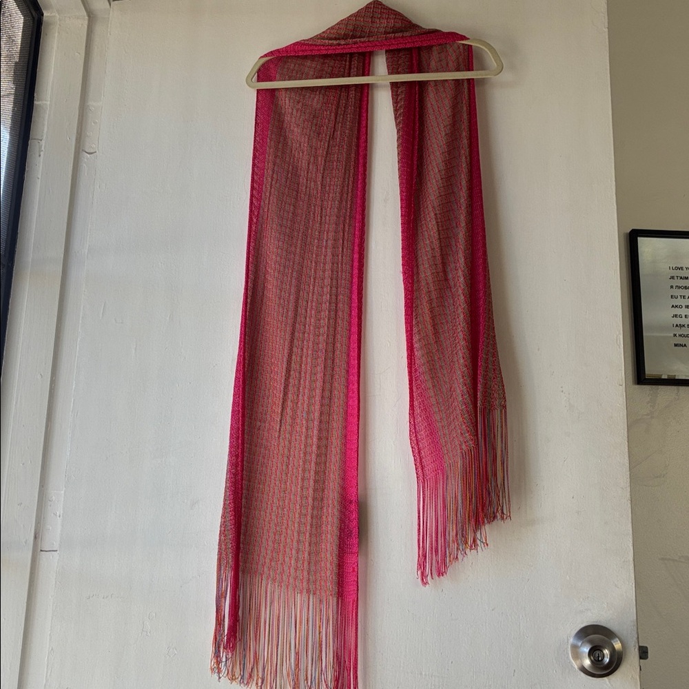Missoni Orange Label Viscose Multicolor Fringe Scarf  Resort Spring Summer Chic